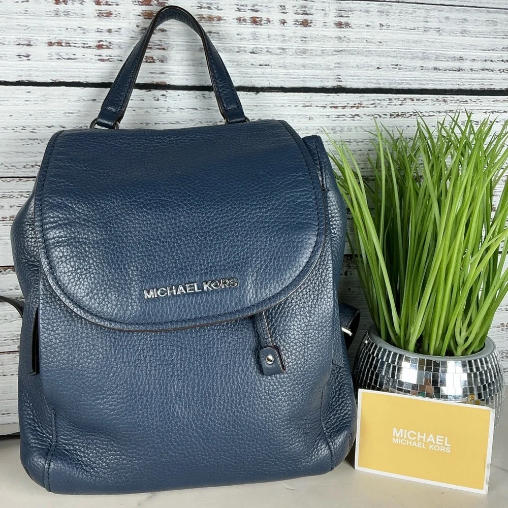 Michael Kors Bag‎ Navy Blue Leather Backpack